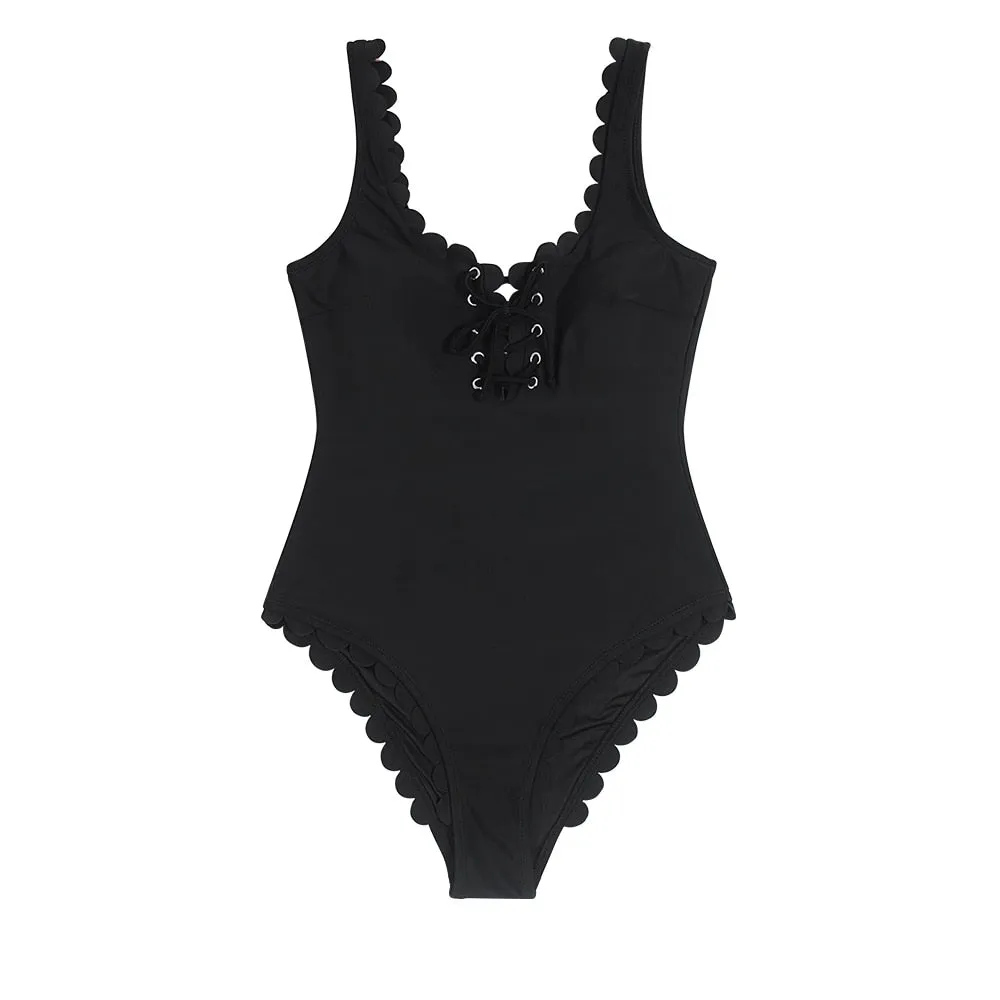 Voguable  Floral and Striped One Piece Swimsuit Sexy Open Back Swimwear Women Monokini Swimsuit Bodysuit Bathing Suit Beachwear