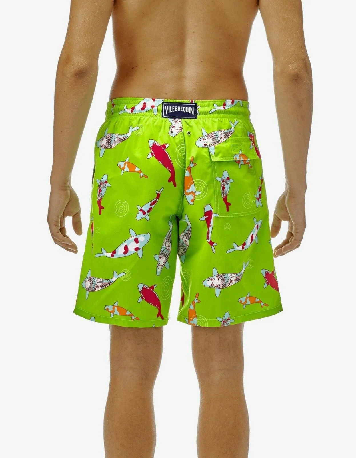Wasabi Green Carp Print Moorea Swim Shorts