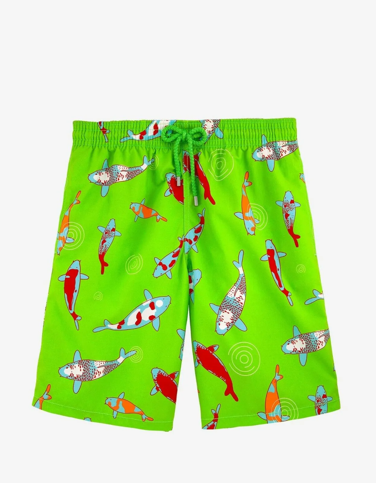 Wasabi Green Carp Print Moorea Swim Shorts