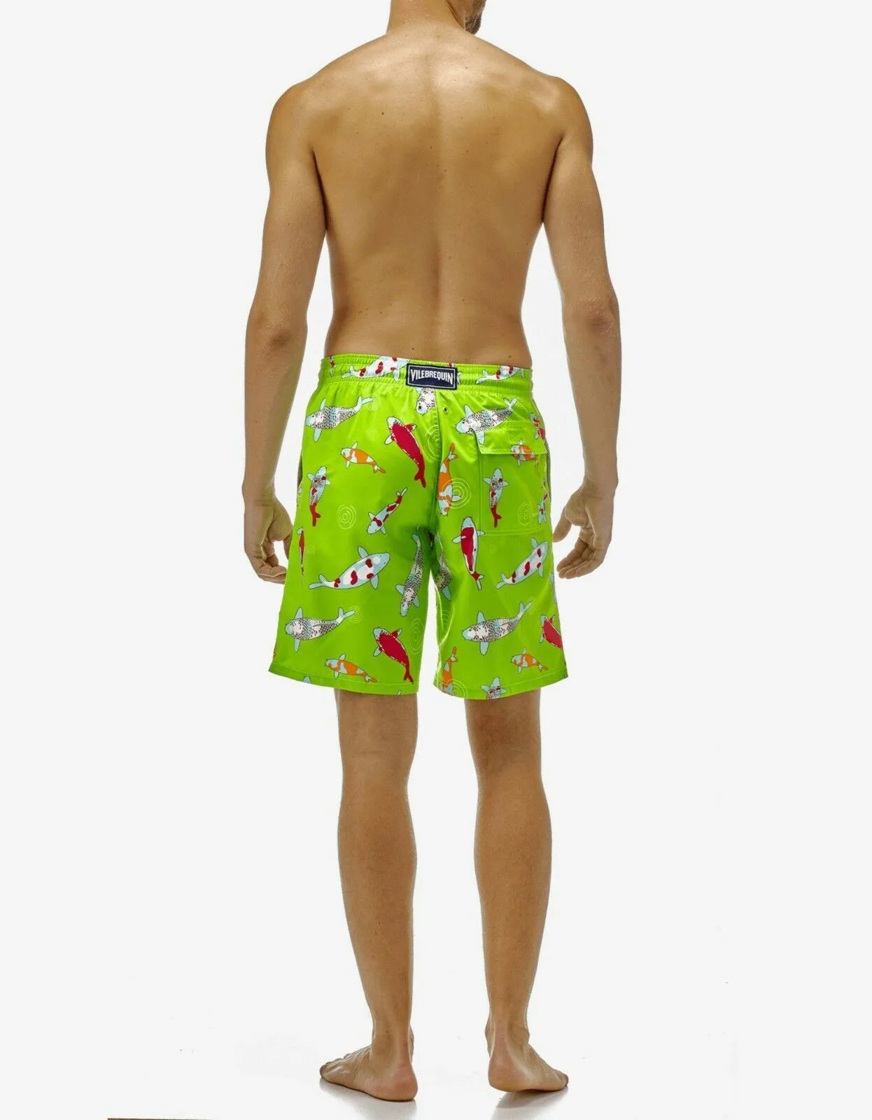 Wasabi Green Carp Print Moorea Swim Shorts