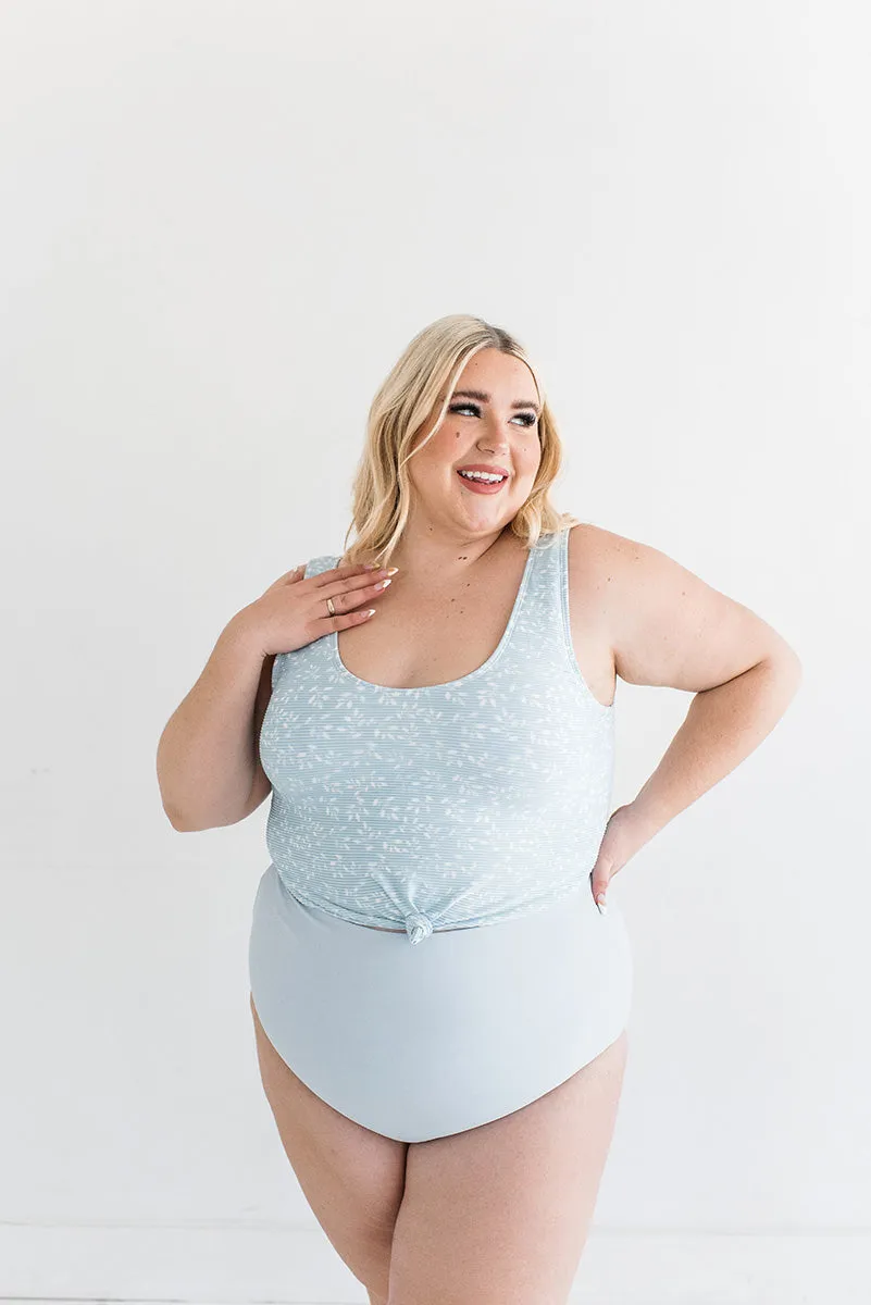 Water Lily High Waisted Reversible Bottoms in Blue