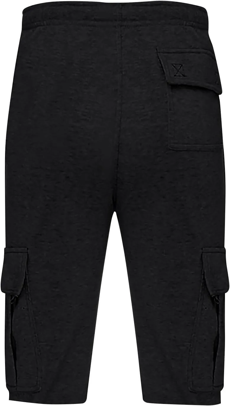 WENKOMG1 Casual Cargo Shorts for Men Elastic Waist Drawstring SweatShorts Jogging Workout Gym Shorts with Multi Pockets