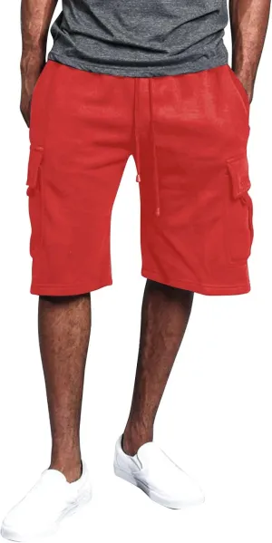 WENKOMG1 Casual Cargo Shorts for Men Elastic Waist Drawstring SweatShorts Jogging Workout Gym Shorts with Multi Pockets