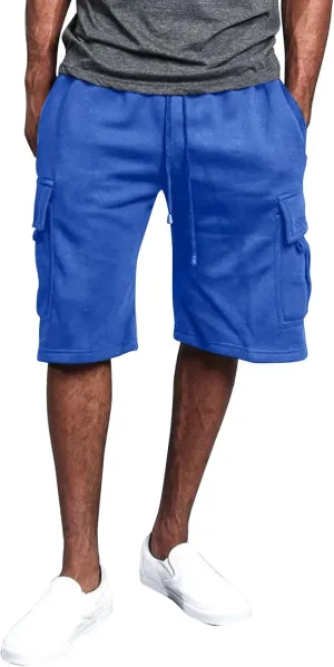 WENKOMG1 Mens Casual Cargo Shorts Elastic Waist Drawstring Workout SweatShorts Jogging Gym Shorts with Multi Pockets