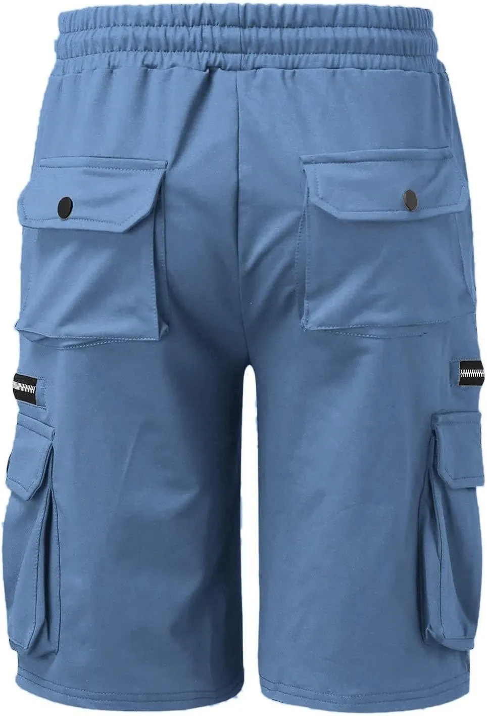 WENKOMG1 Mens Tactical Shorts Elastic Waist Drawstring Ankle Length Cargo Shorts Solid SweatShorts with Multi Pockets