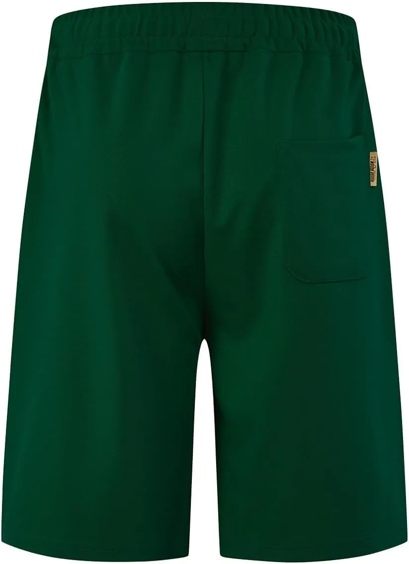 WENKOMG1 Waffle Shorts for Men Knitted Elastic Waist Drawstring Casual Shorts Breathable Solid Color Lounge Wear