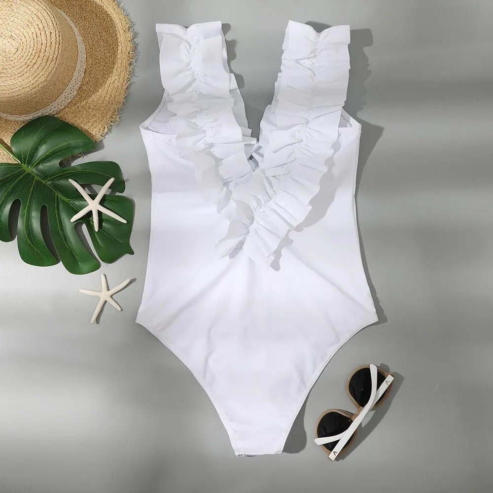 White Flounce Swimsuit
