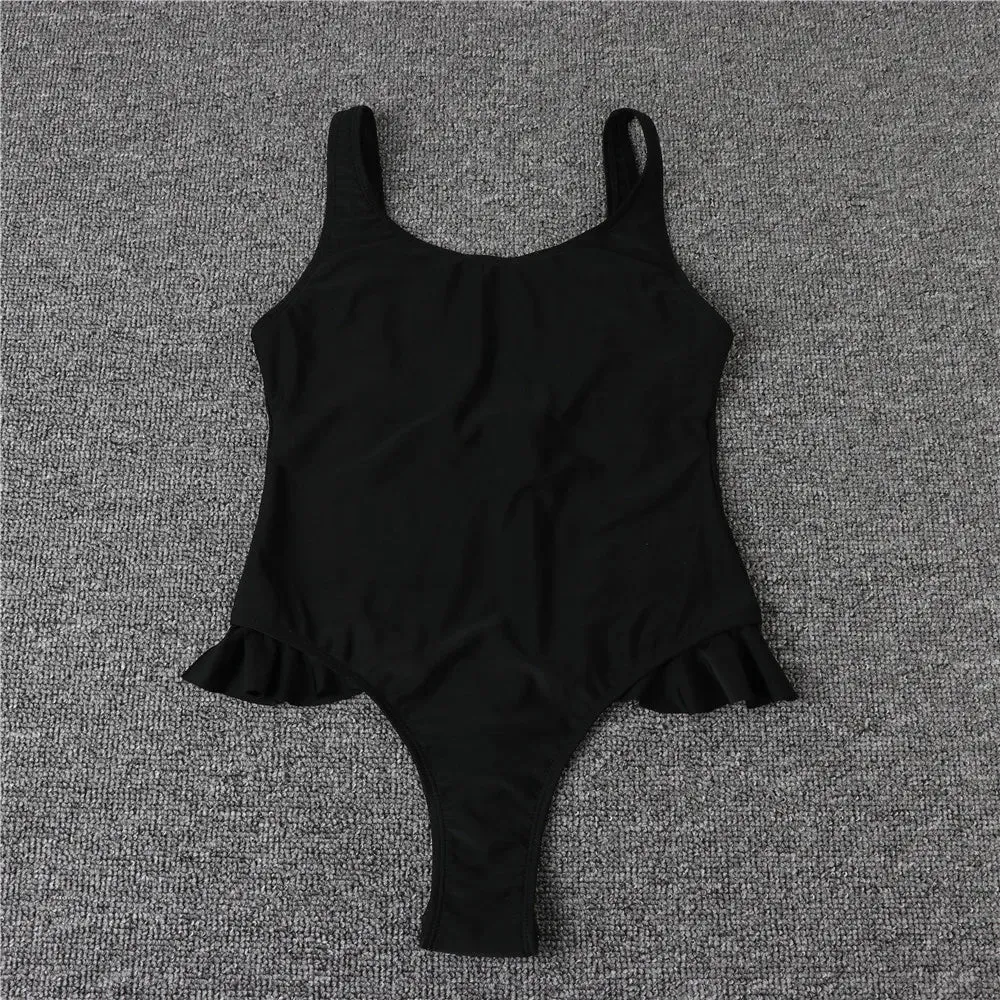 White Ruffled Swimsuit Brazilian One Piece Swimwear