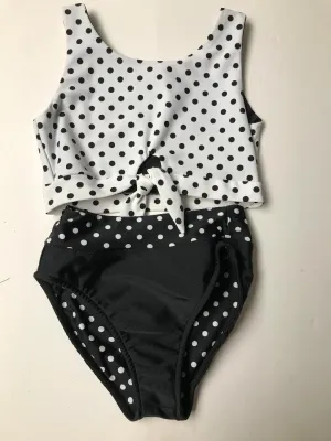 WHITE/BLACK DOT KNOT BIKINI