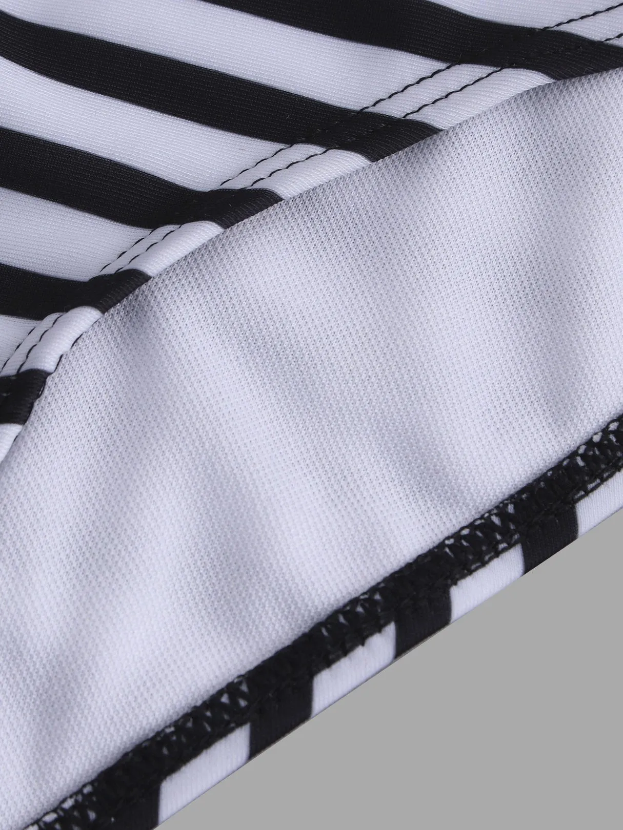 Wholesale Black & White Strapless Sleeveless Stripe Backless Self-Tie Bikinis