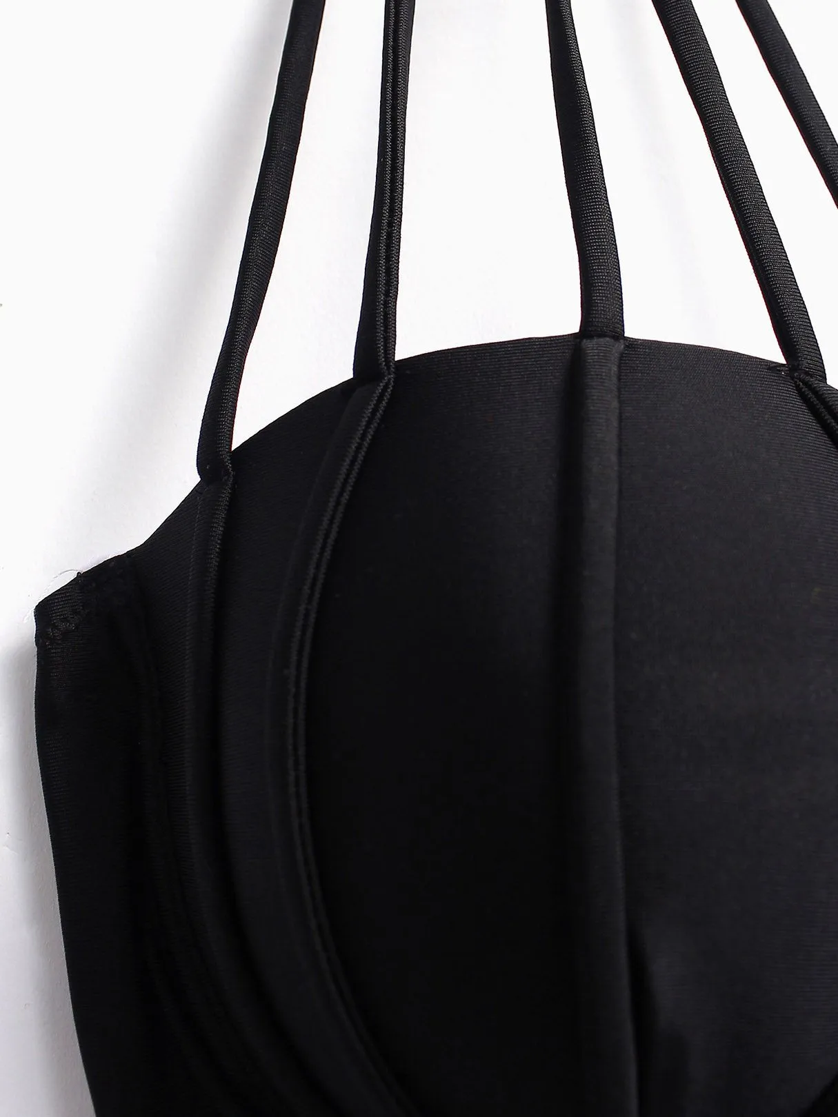 Wholesale Black Halter Sleeveless Backless Bikinis