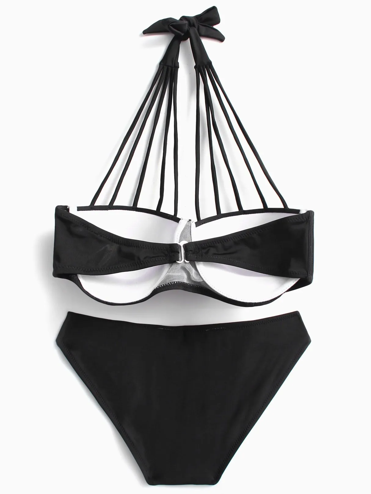 Wholesale Black Halter Sleeveless Backless Bikinis