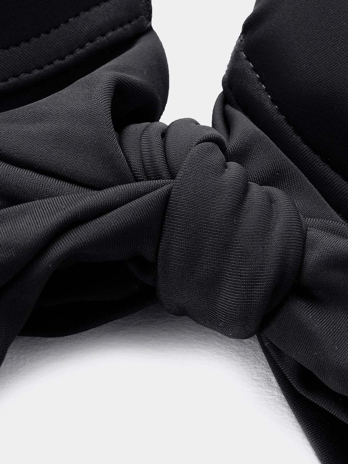 Wholesale Black Halter Sleeveless Plain Crossed Front Tie-Up Two Piece Bikinis