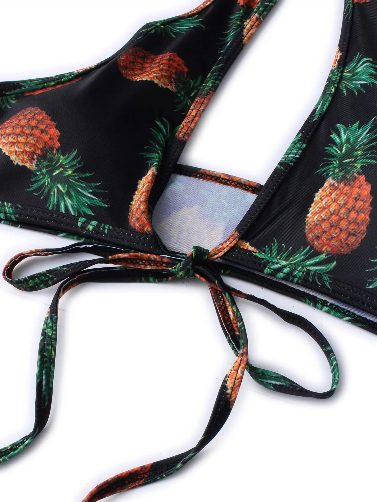 Wholesale Black Halter Sleeveless Printed Backless Two Piece Bikinis