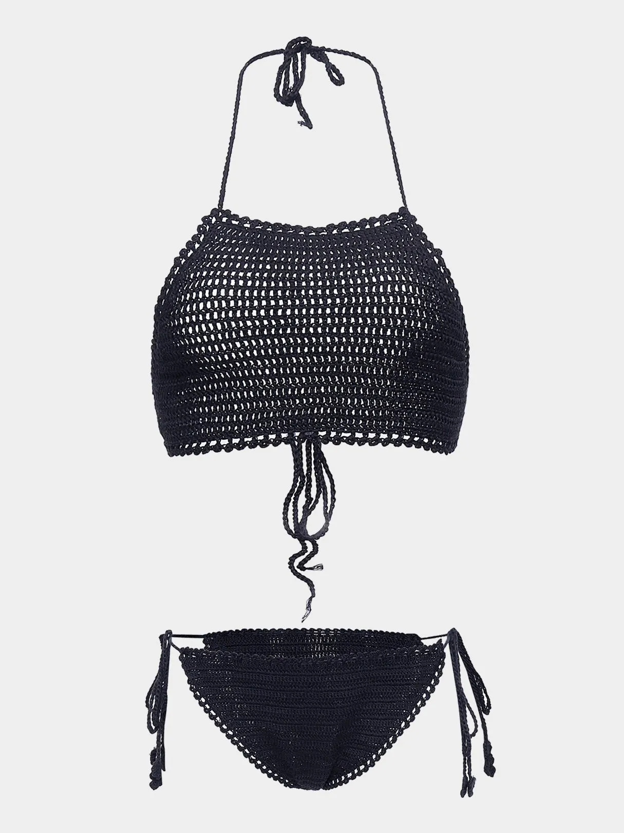 Wholesale Black Halter Sleeveless Two Piece Bikinis