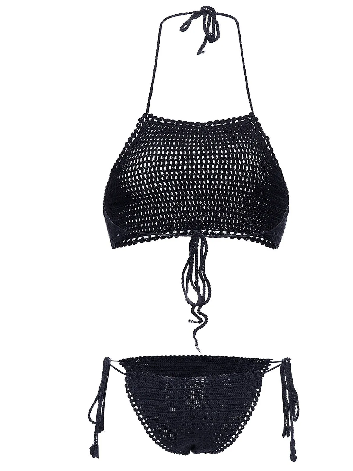 Wholesale Black Halter Sleeveless Two Piece Bikinis