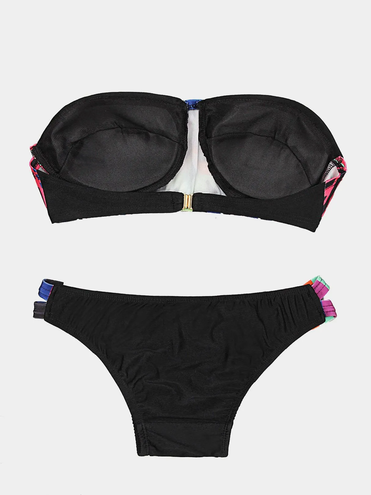Wholesale Black Sleeveless Geometrical Two Piece Bikinis