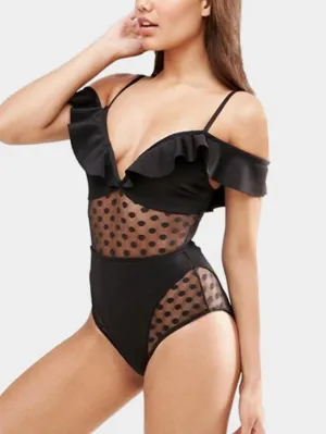 Wholesale Black V-Neck Hollow Bodycon Bikinis