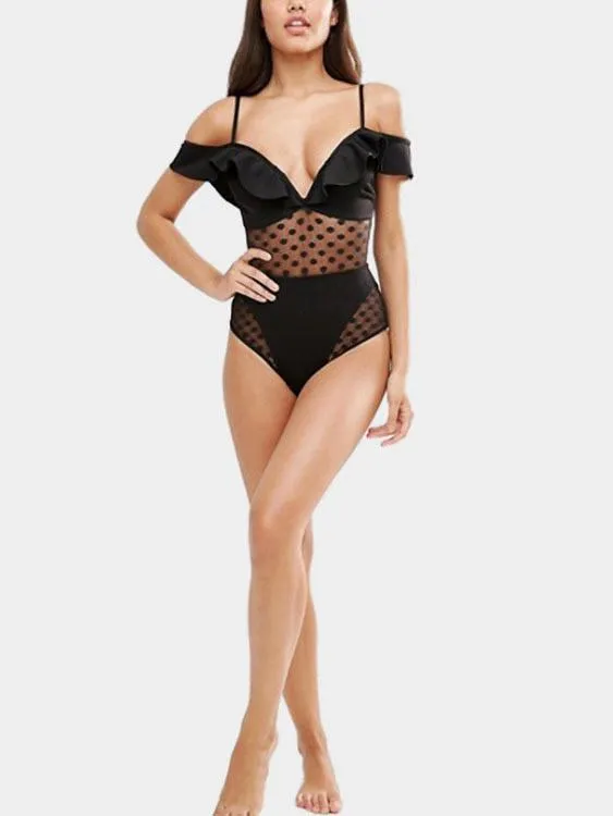 Wholesale Black V-Neck Hollow Bodycon Bikinis