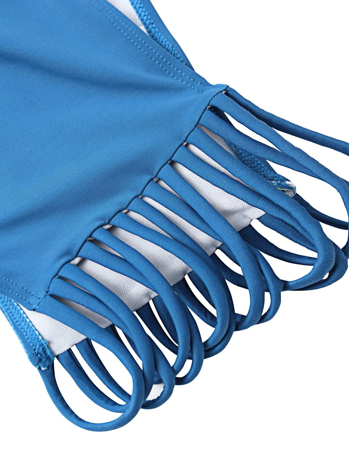 Wholesale Blue Bateau Off The Shoulder Sleeveless 2 Piece Bikinis