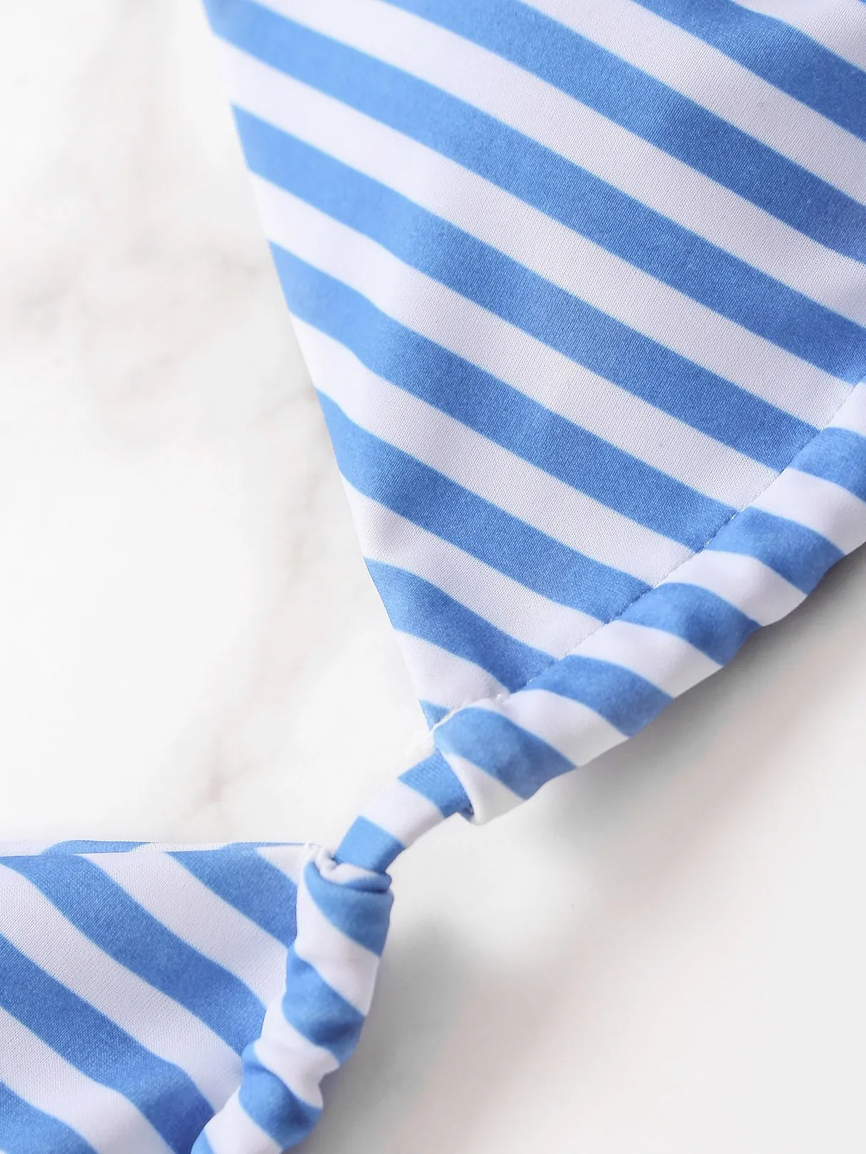 Wholesale Blue V-Neck Sleeveless Stripe Backless Tie-Up Bikinis