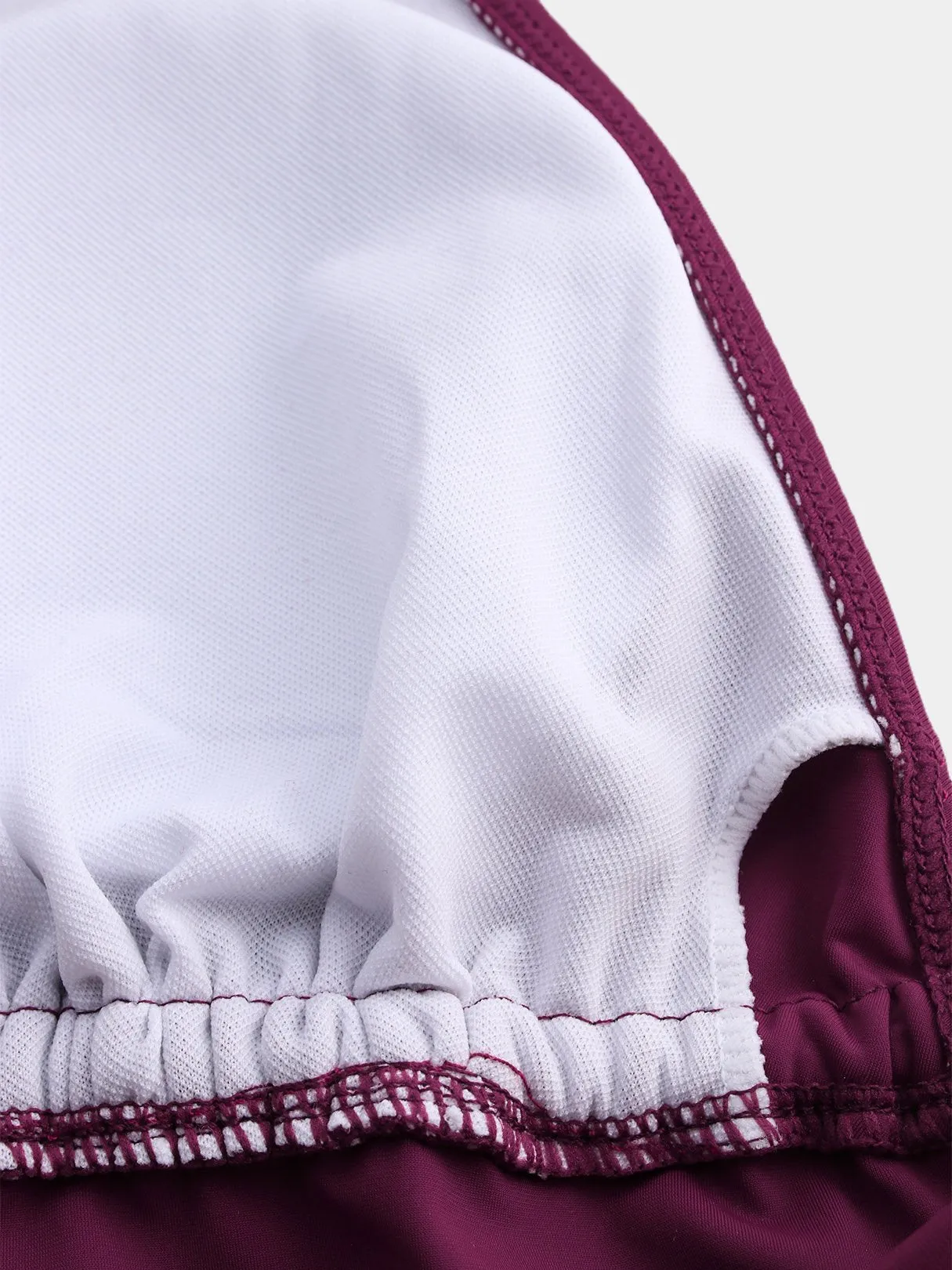 Wholesale Burgundy Halter V-Neck Plain Crossed Front Tie-Up Tankinis