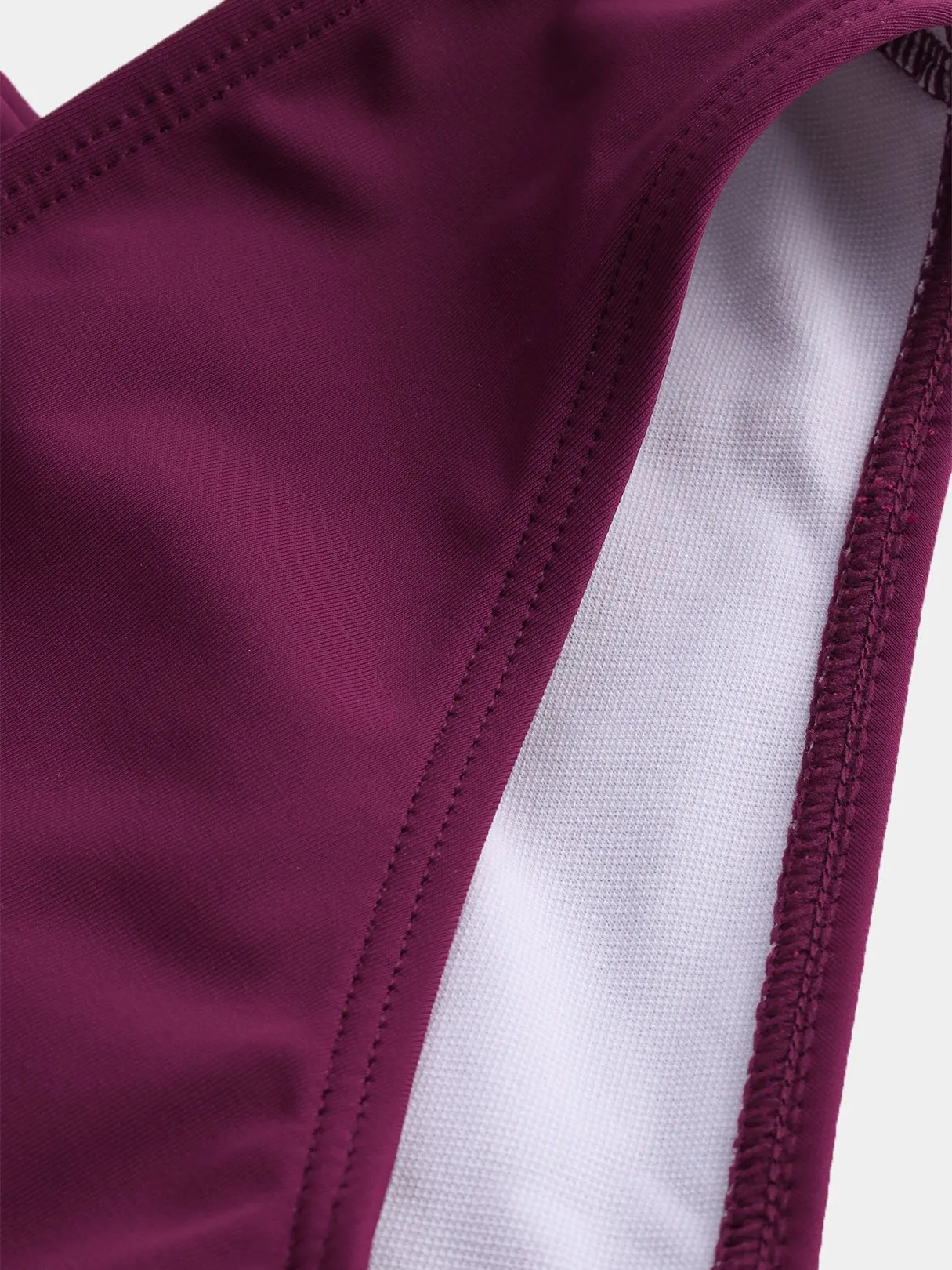 Wholesale Burgundy Halter V-Neck Plain Crossed Front Tie-Up Tankinis