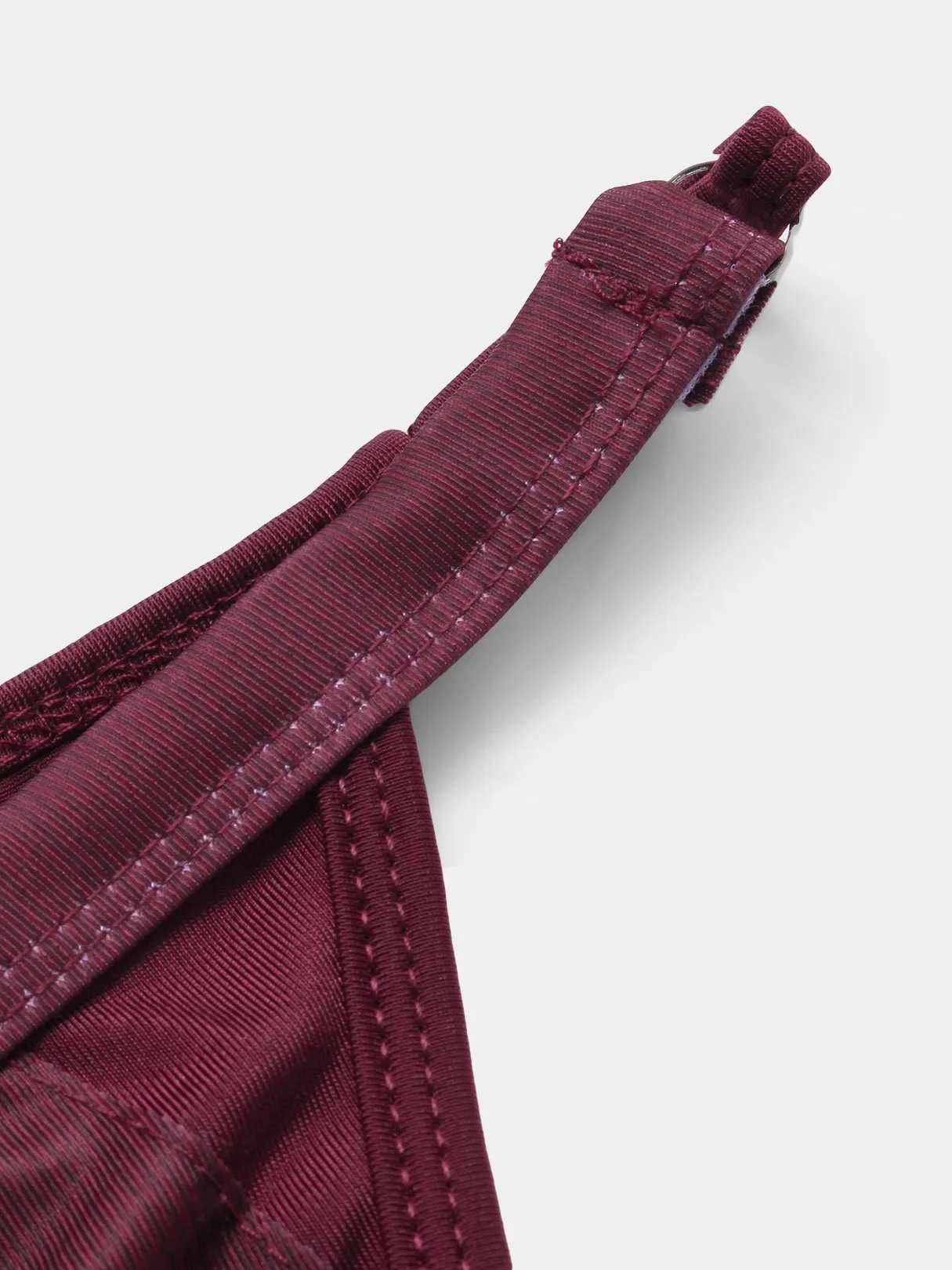 Wholesale Burgundy Halter V-Neck Sleeveless Plain Backless Lace-Up Spaghetti Strap Bikinis