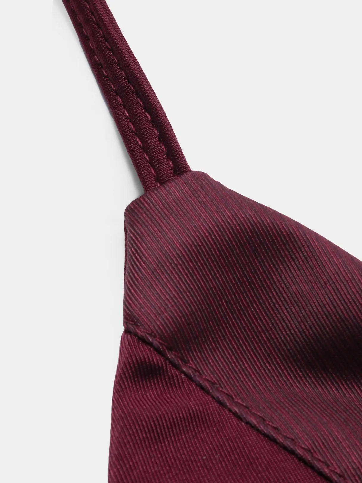 Wholesale Burgundy Halter V-Neck Sleeveless Plain Backless Lace-Up Spaghetti Strap Bikinis