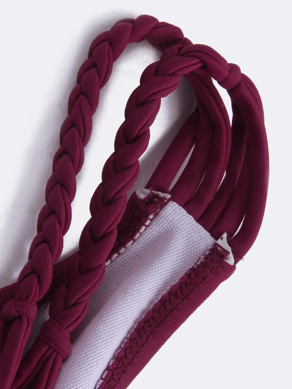 Wholesale Burgundy Sleeveless Lace-Up Low-waisted Swimwears Bikinis