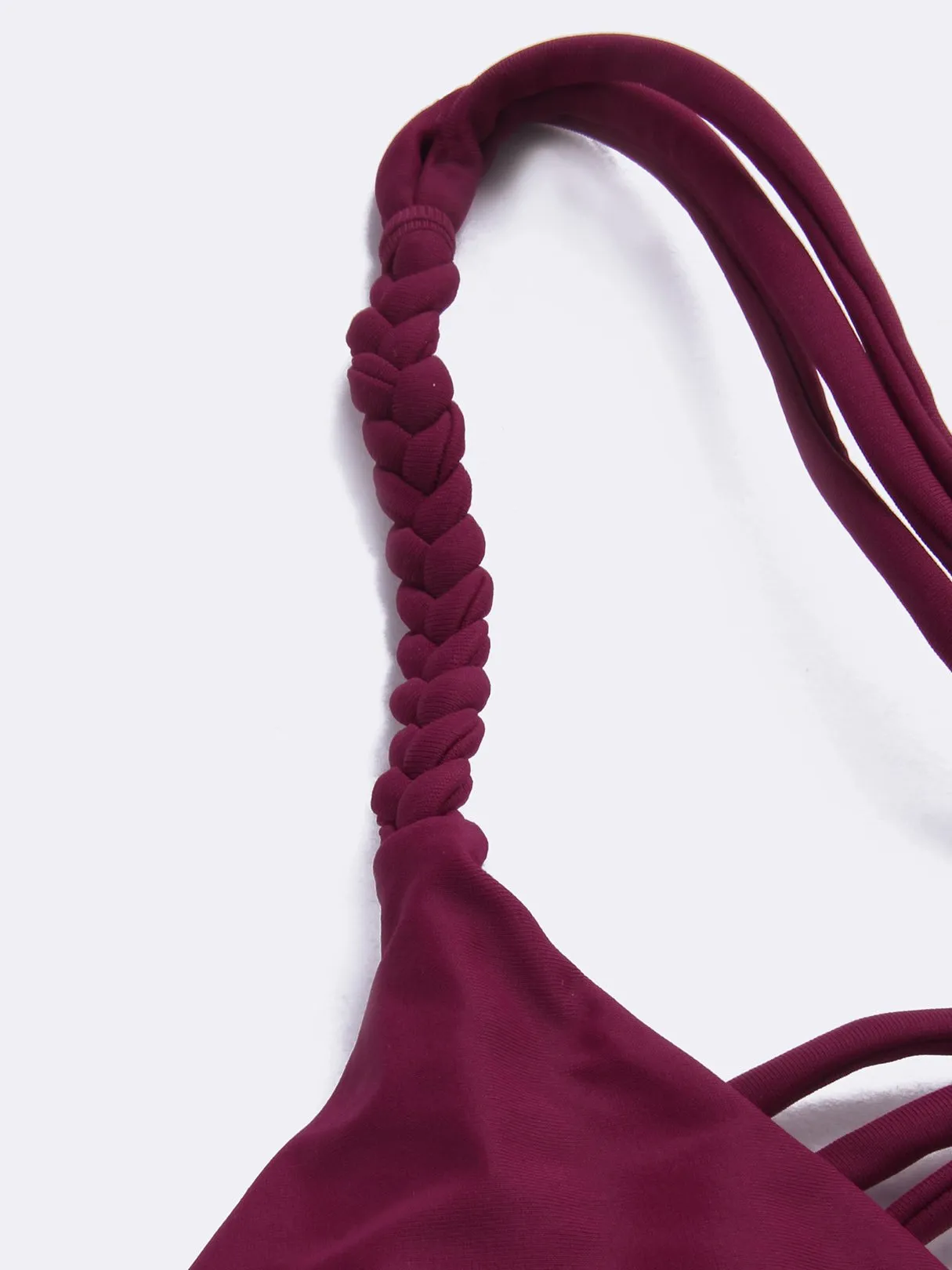 Wholesale Burgundy Sleeveless Lace-Up Low-waisted Swimwears Bikinis