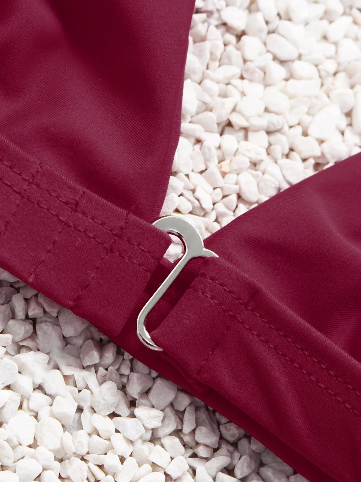 Wholesale Burgundy V-Neck Sleeveless Plain Bikini Swimsuit