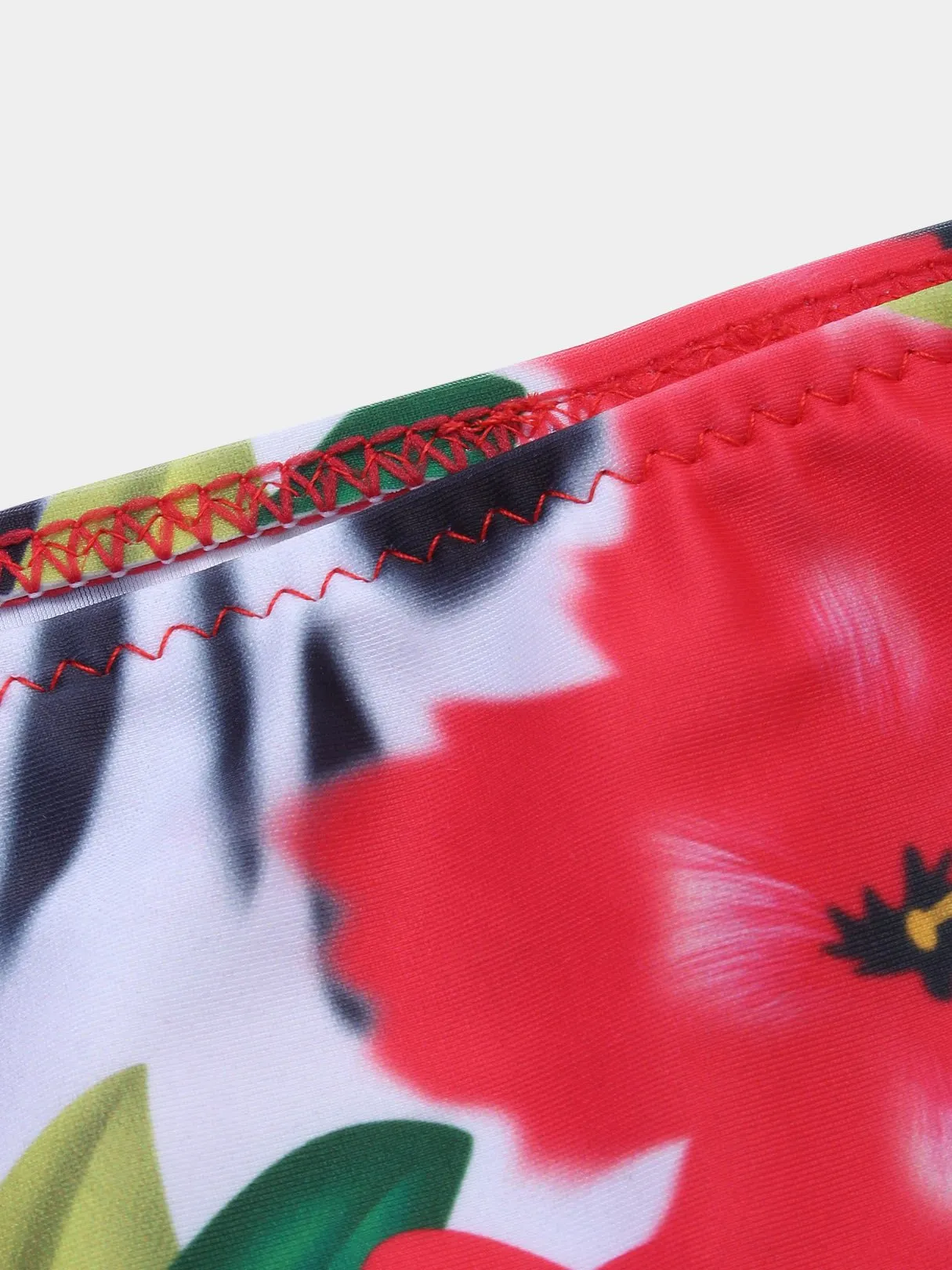 Wholesale Deep V-Neck Sleeveless Floral Print Bowknot Two Piece Bikinis