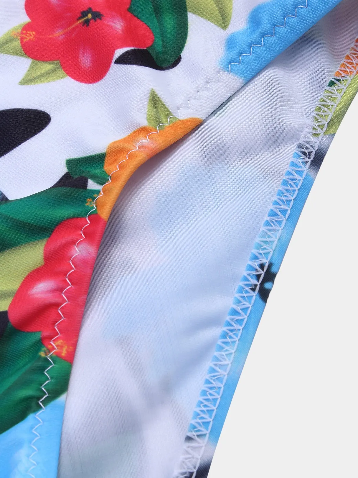 Wholesale Deep V-Neck Sleeveless Floral Print Bowknot Two Piece Bikinis
