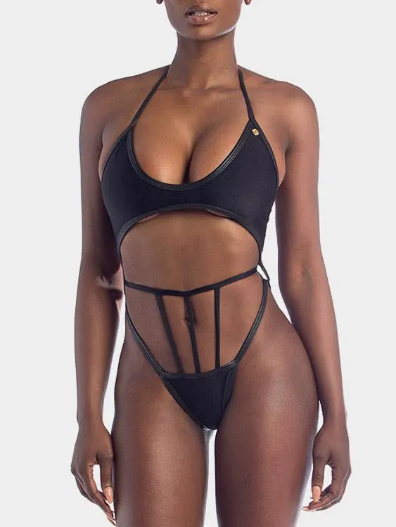 Wholesale Deep V Neck Sleeveless Lace-Up Wireless Bikinis