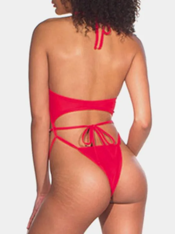 Wholesale Deep V Neck Sleeveless Lace-Up Wireless Bikinis