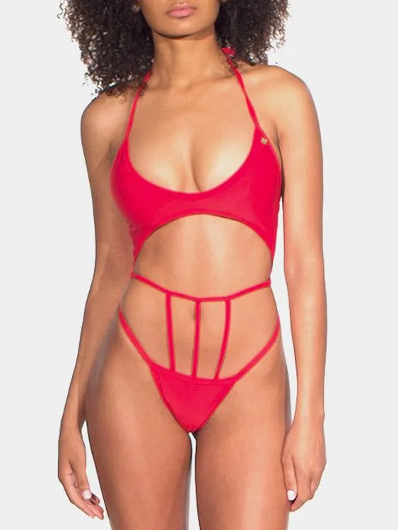 Wholesale Deep V Neck Sleeveless Lace-Up Wireless Bikinis