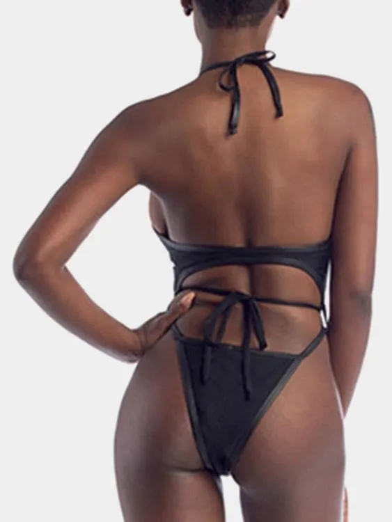 Wholesale Deep V Neck Sleeveless Lace-Up Wireless Bikinis