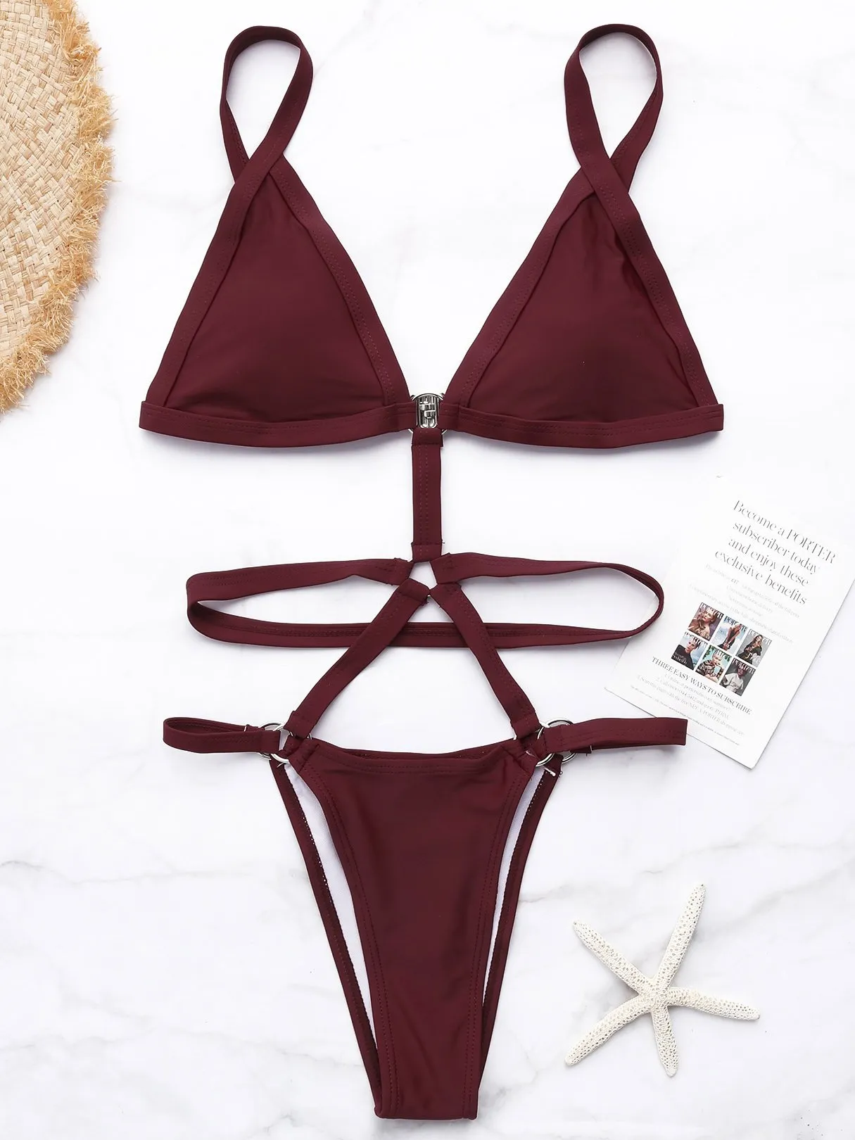 Wholesale Fashion String Design Plain Bikinis