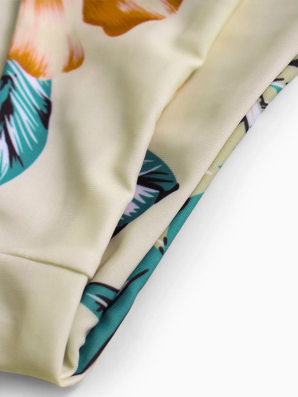 Wholesale Floral Print Tie-Up Sleeveless Beige Bikinis