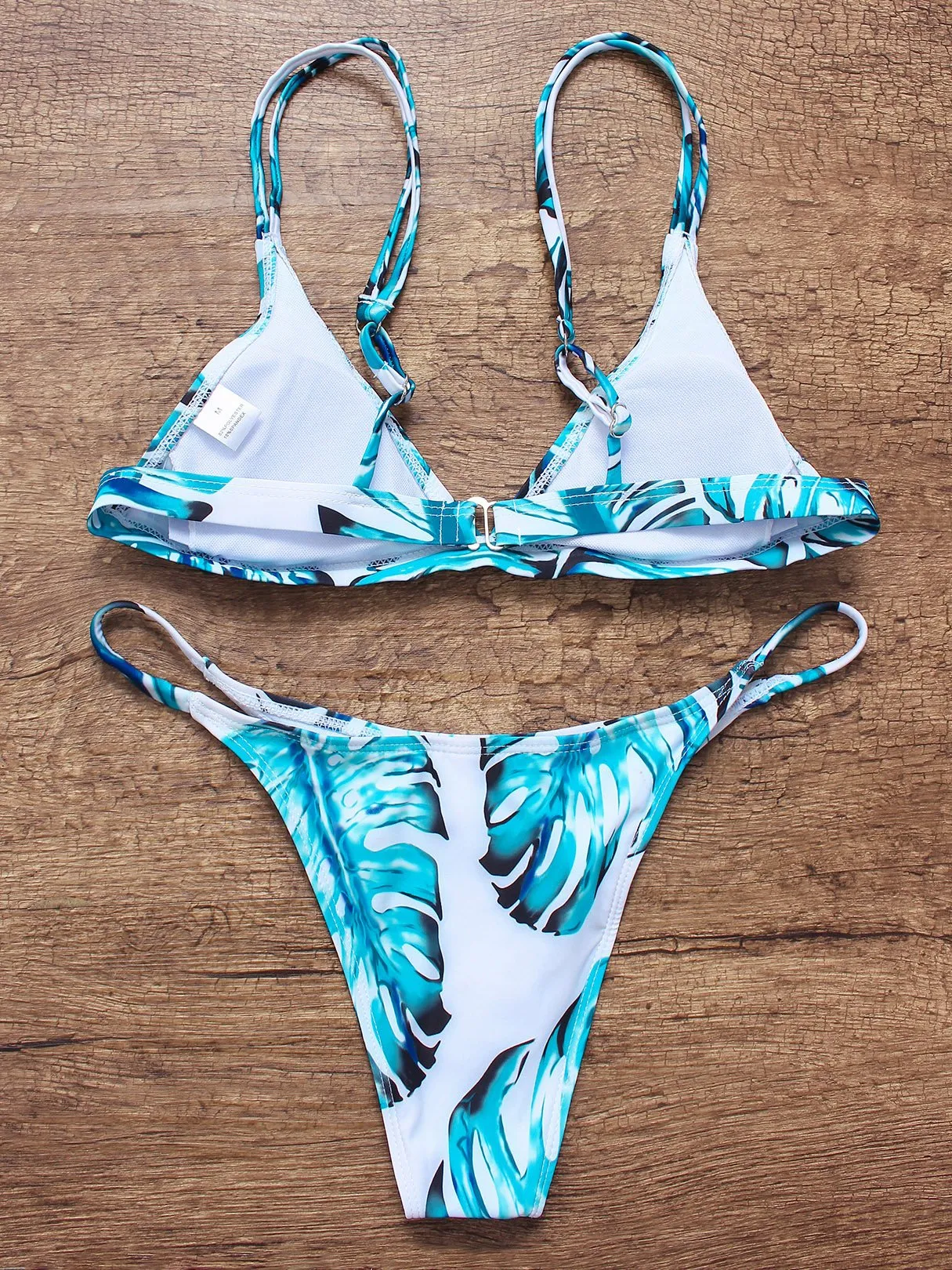 Wholesale Floral Print V-Neck Sleeveless Two Piece Bikinis