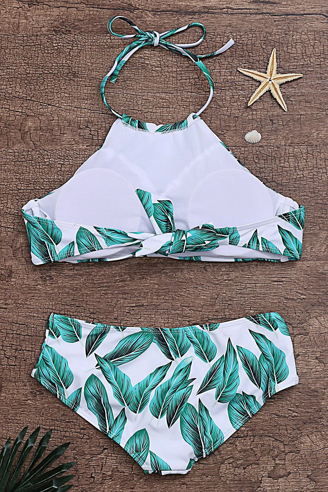 Wholesale Green Halter Sleeveless Floral Print Bikinis