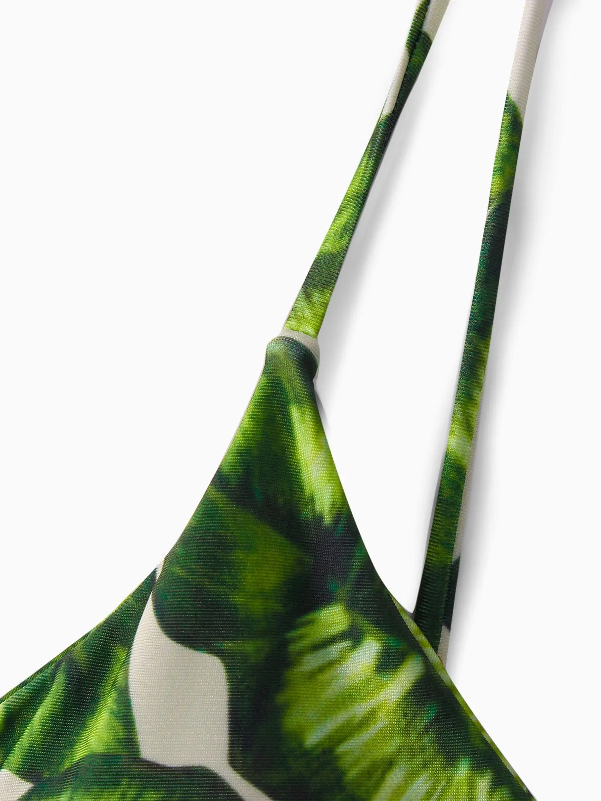Wholesale Green Scoop Neck Sleeveless Printed Backless Spaghetti Strap Bikinis