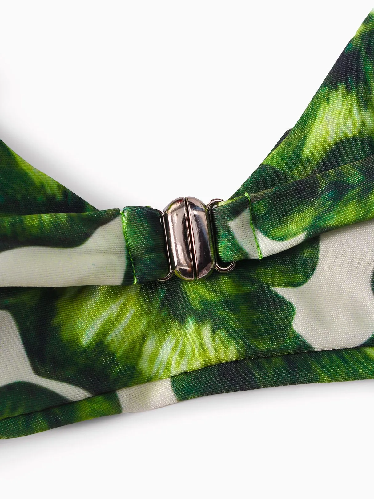 Wholesale Green Scoop Neck Sleeveless Printed Backless Spaghetti Strap Bikinis