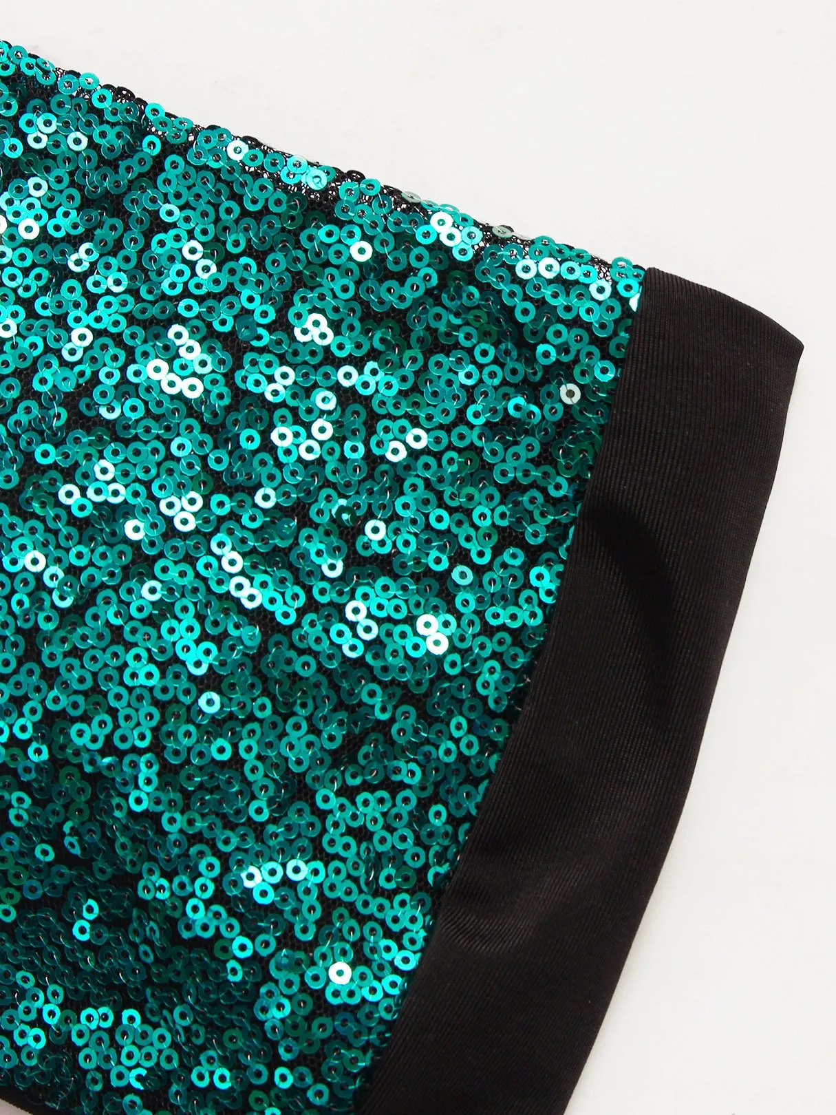 Wholesale Green Strapless Off The Shoulder Sleeveless Fantasy Colour Backless Sequins Embellished Tie-Up Bikinis