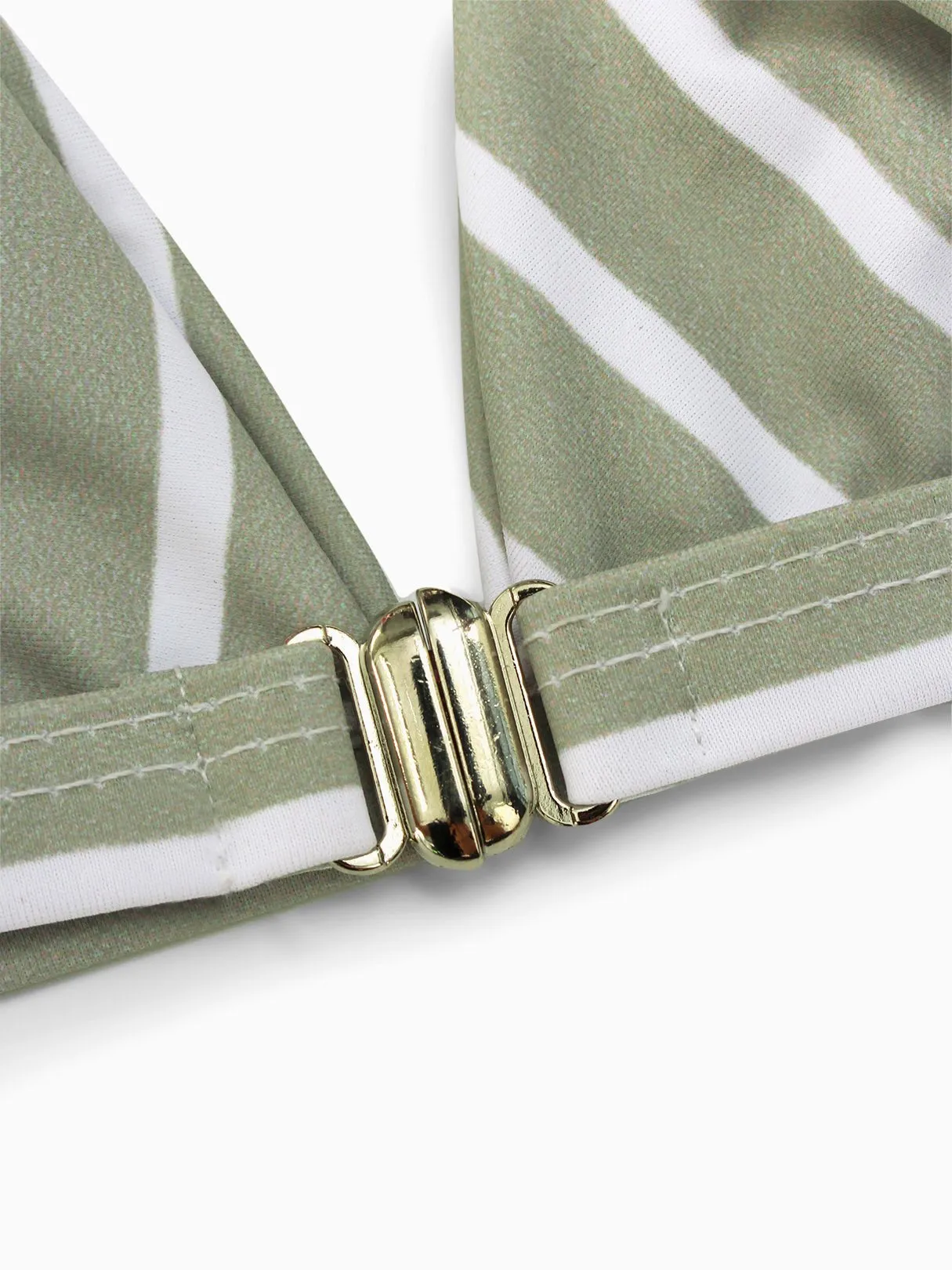 Wholesale Green V-Neck Sleeveless Stripe Backless Two Piece Bikinis