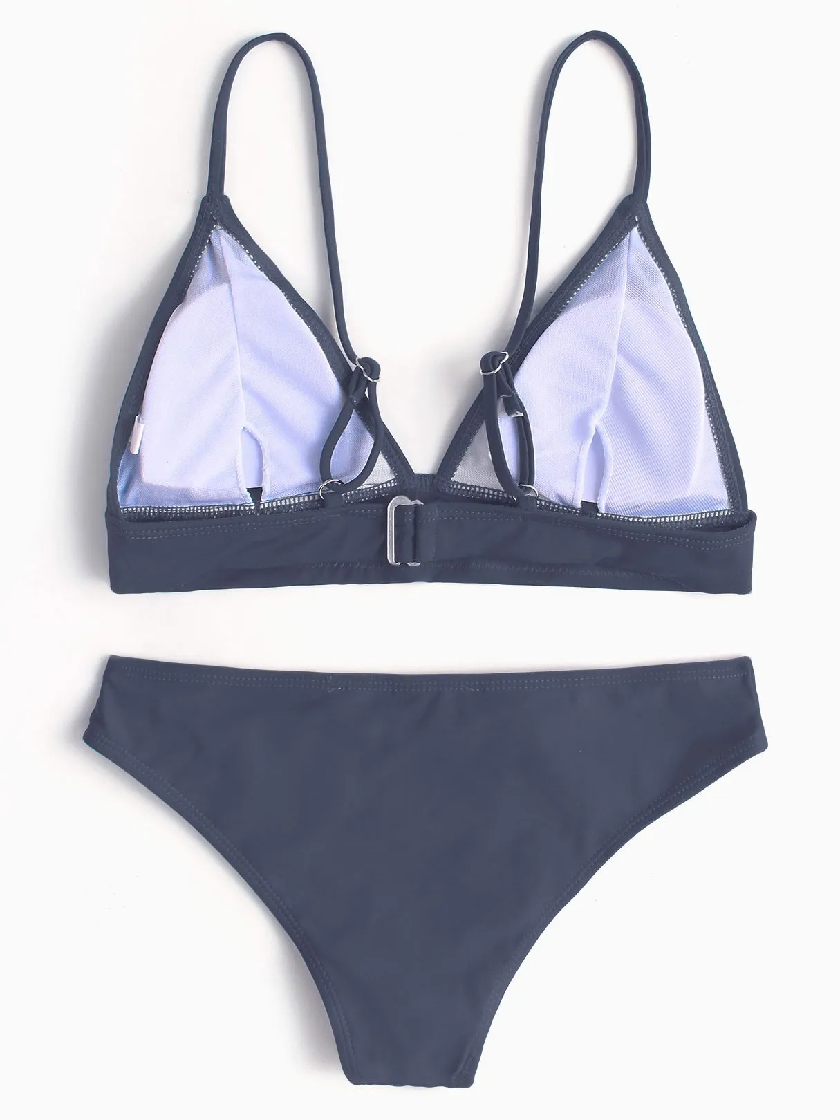 Wholesale Grey Deep V Neck Sleeveless Spaghetti Strap Two Piece Bikinis
