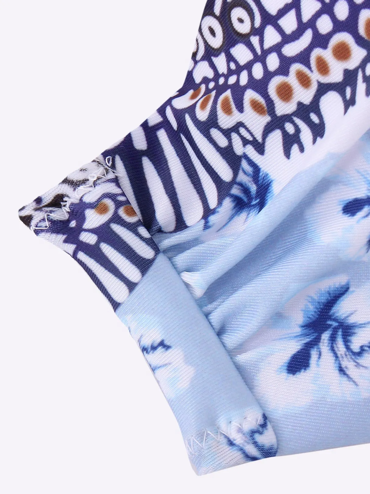 Wholesale Halter Floral Print Backless Sleeveless Bikini Set