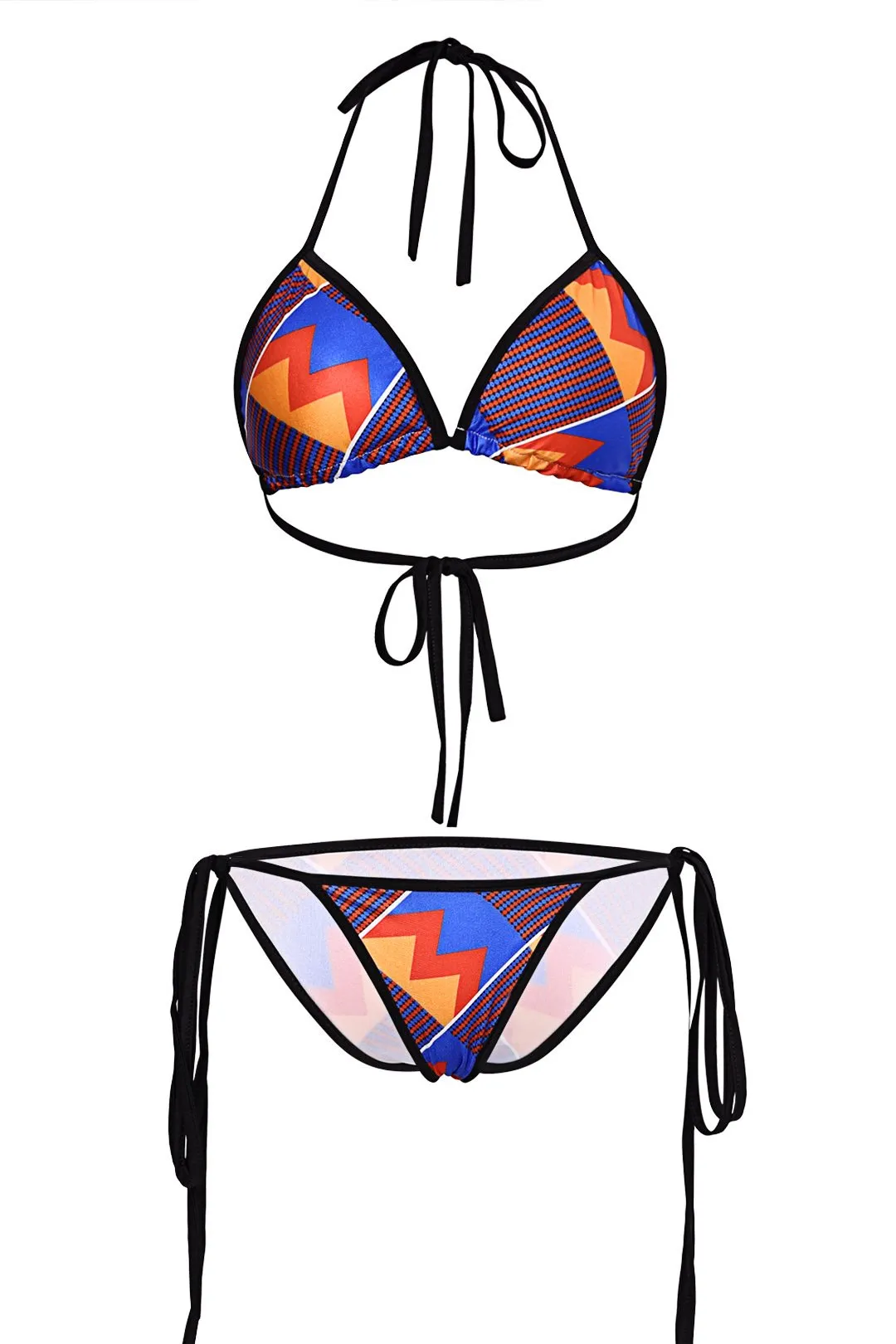 Wholesale Halter Floral Print Backless Wireless Two Piece Bikinis