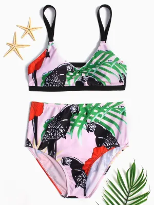 Wholesale Halter Floral Print Two Piece Bikinis